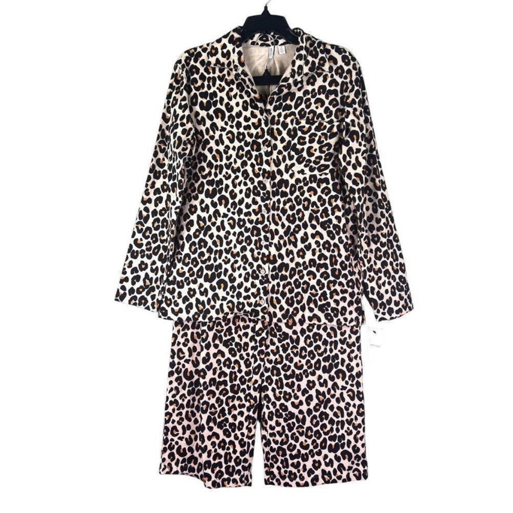 NORDSTROM 100% Cotton Pajama Set Tan Leopard Print Size M NWT